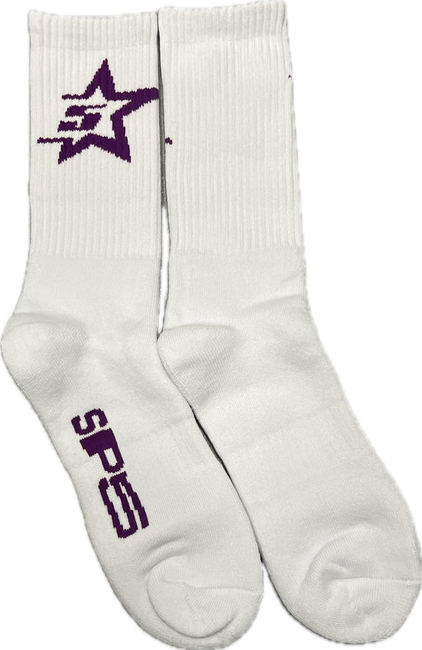 Sp5der Star Socks "White/Purple"