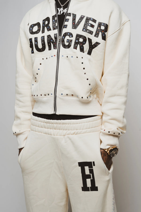 Forever Hungry Gemstone Tracksuit Set "Bone"