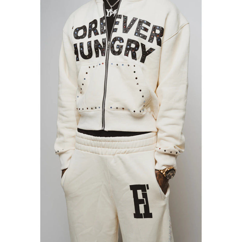 Forever Hungry Gemstone Tracksuit Set "Bone"