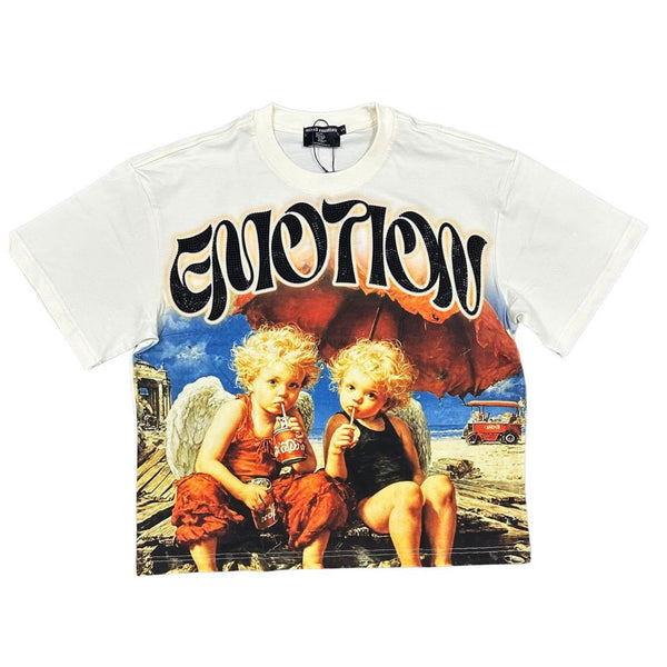 Mixed Emotion Twin Rhinestone Tee "Cream"