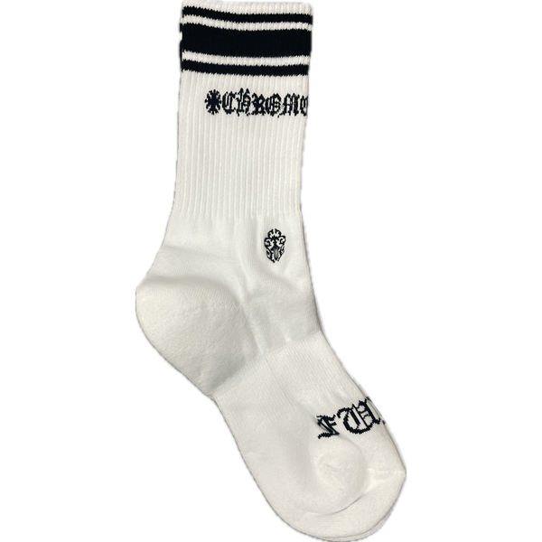 Chrome Hearts Striped Socks "White W/ Black"