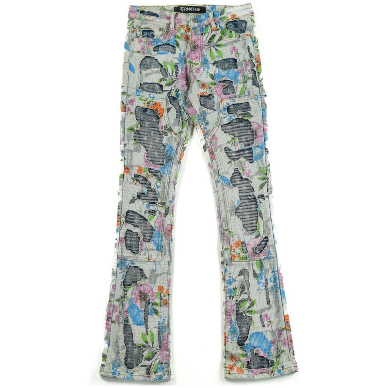 TRNCHS Antiquity Stacked Floral Jeans