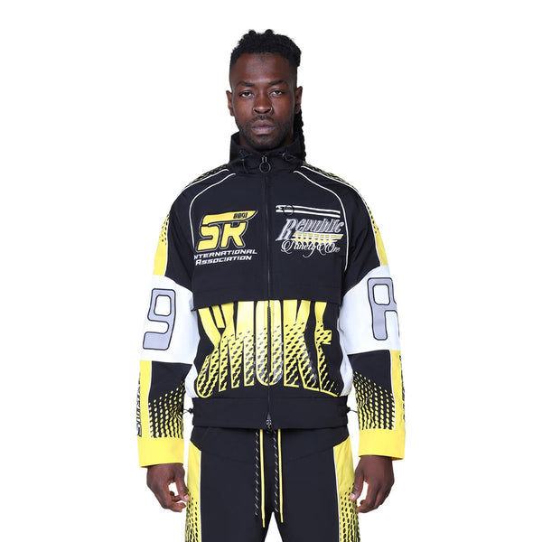 Smoke Rise Republic Windbreaker Jacket “Black/Yellow”