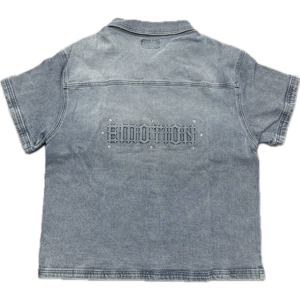 Mixed Emotion Paisley Denim Shirt "Blue"