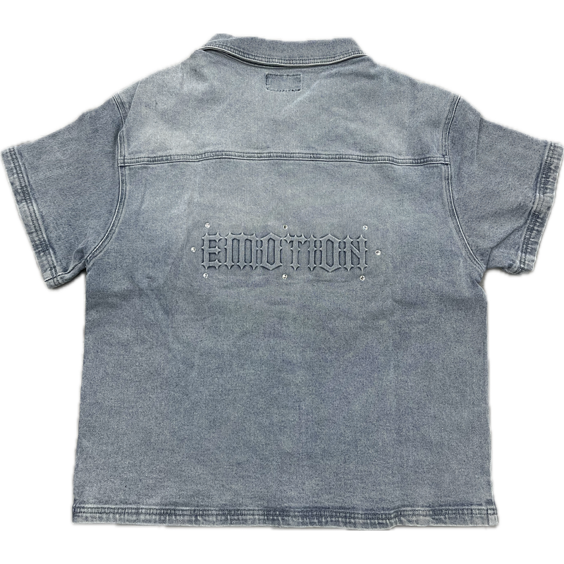 Mixed Emotion Paisley Denim Shirt "Blue"