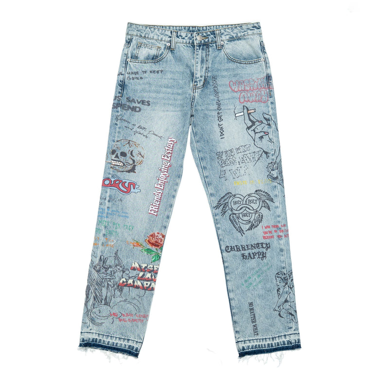 Free Refills Graffiti Denim Jeans
