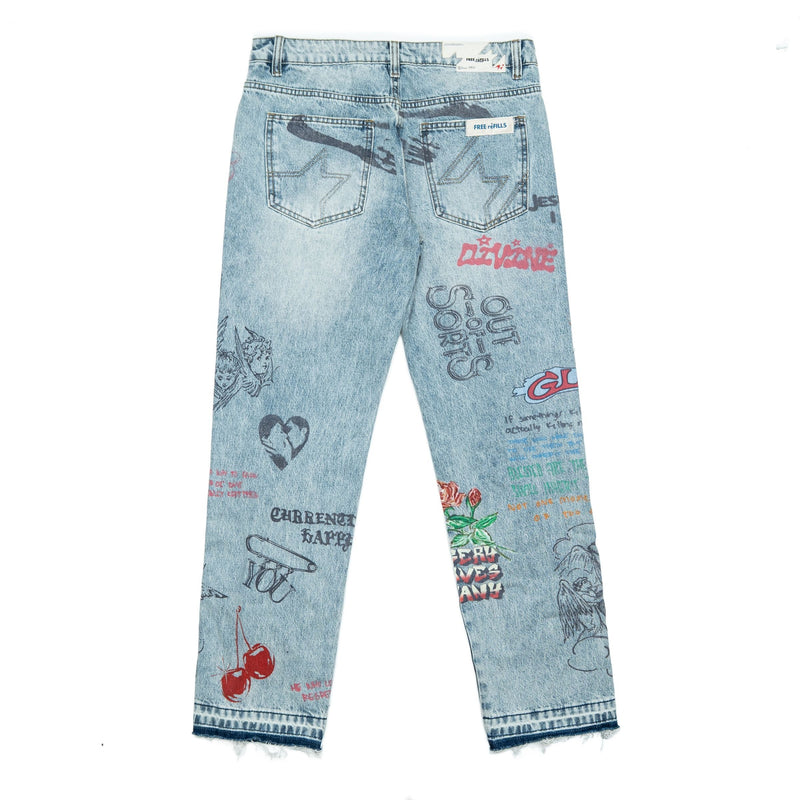 Free Refills Graffiti Denim Jeans