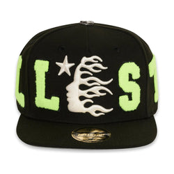 Hellstar OG Patch SnapBack Hat “Black/Lime”