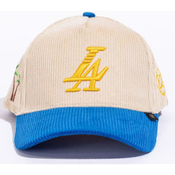 Reference Paradise LA Corduroy Snapback Hat “Cream/Yellow/Blue”