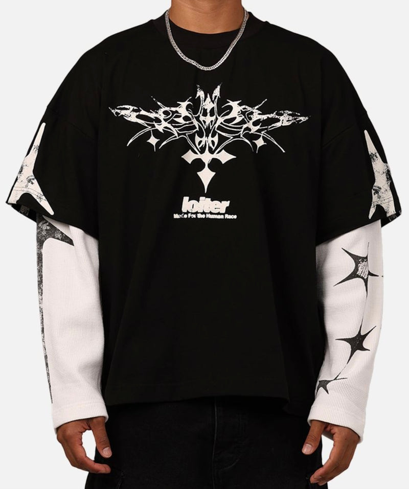 Loiter Seek & Destroy L/S Tee "Vintage Black"