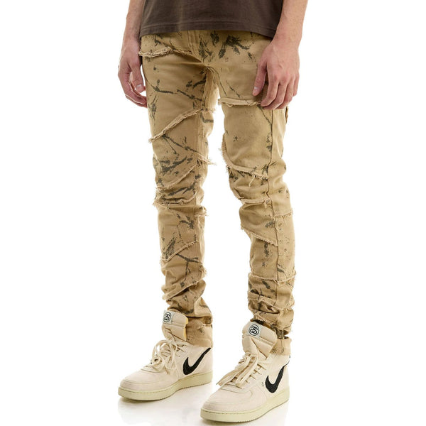 KDNK Raw Edge Skinny Pants “Marble Khaki”