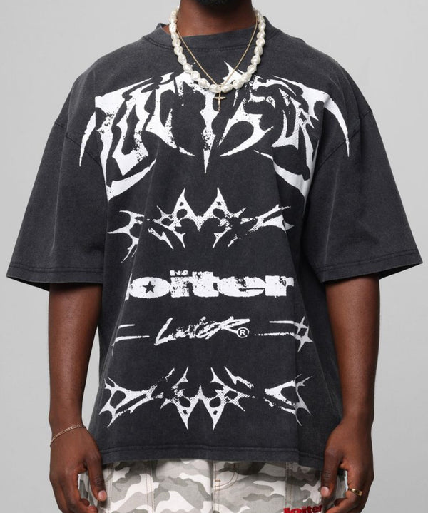 Loiter Metal Stacked Vintage Tee "Black"