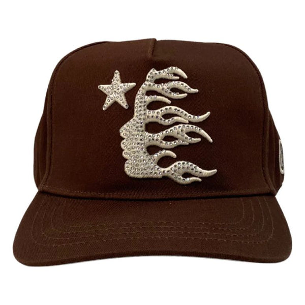 Hellstar Rhinestone Snapback Hat “Brown”