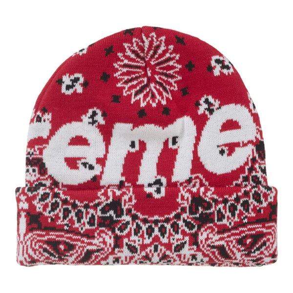 Supreme Bandana Big Logo Beanie “Red”