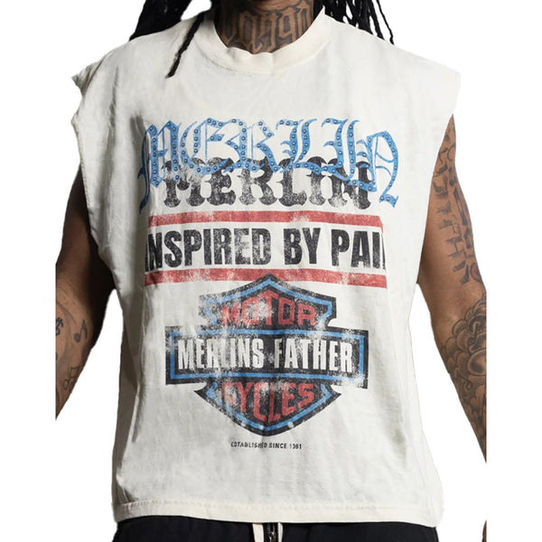 Merlin Fathers Moto Sleeveless Tee “Cream”