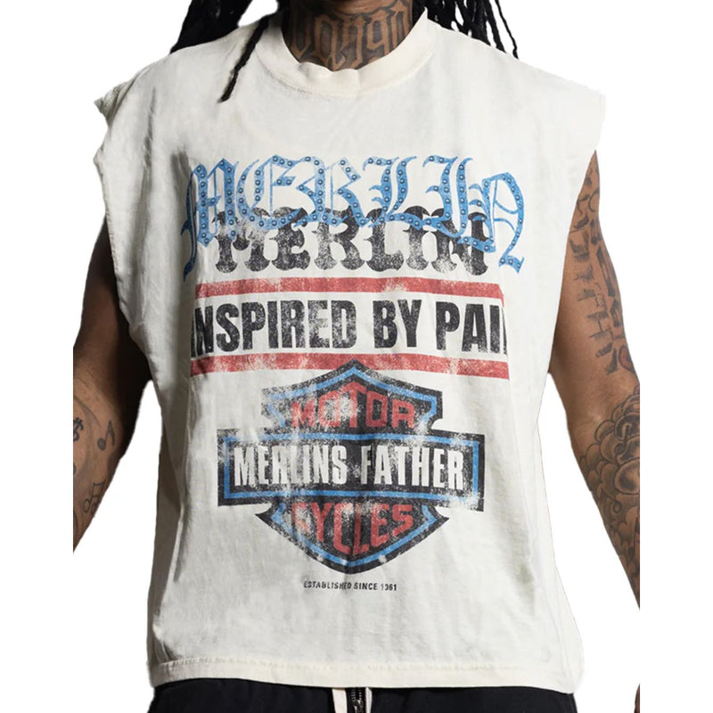 Merlin Fathers Moto Sleeveless Tee “Cream”