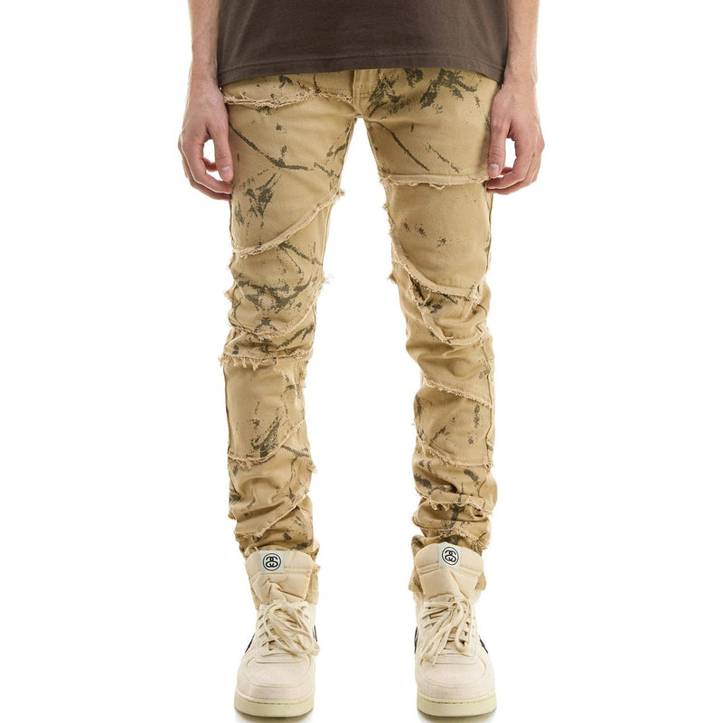 KDNK Raw Edge Skinny Pants “Marble Khaki”