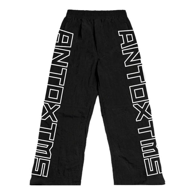 Anto Spelled Out Nylon Pants “Black