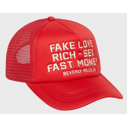 Homme Femme Fake Love Trucker Hat “Red”