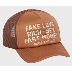 Homme Femme Fake Love Trucker Hat “Brown”