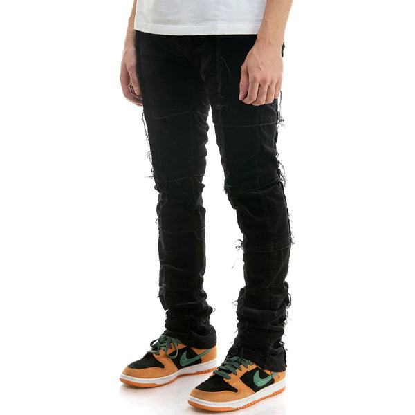 KDNK Corduroy Paneled Stacked Pants “Black”