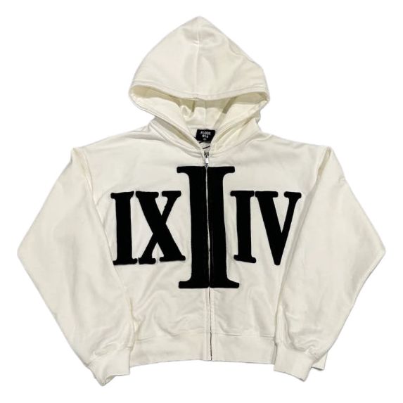 Floor914 Numeral Zip Up Hoodie "White"