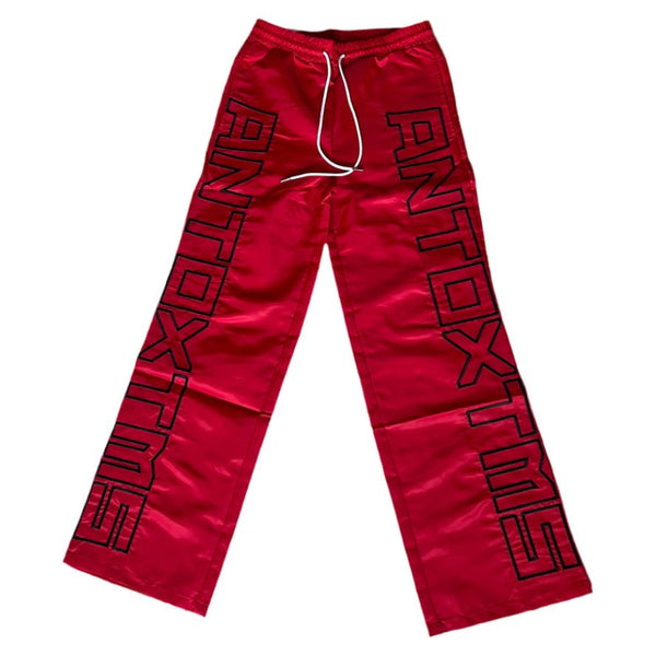 Anto Spelled Out Nylon Pants “Red”