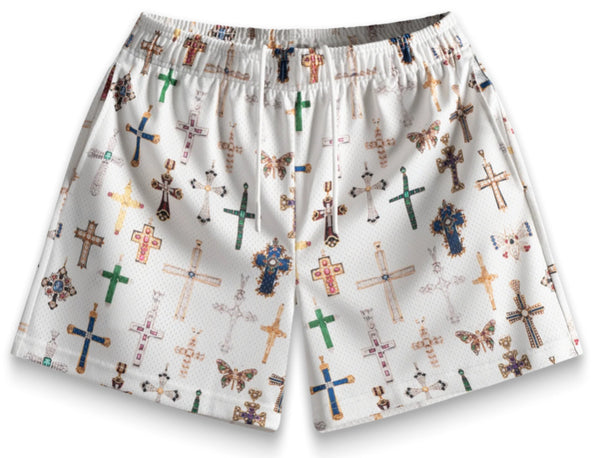 Bravest Studios White Cross Shorts