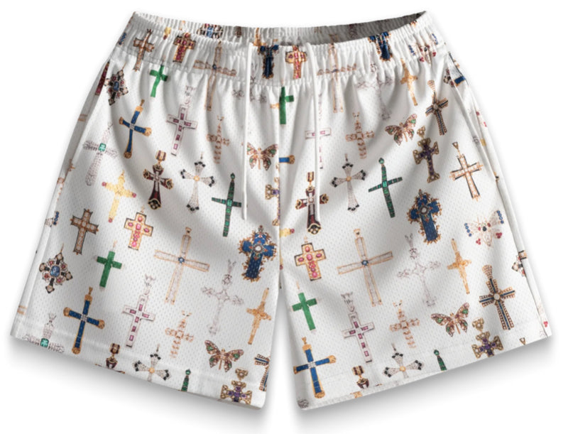 Bravest Studios White Cross Shorts