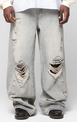 Loiter Star Layered Distressed Jeans "Washed Blue"