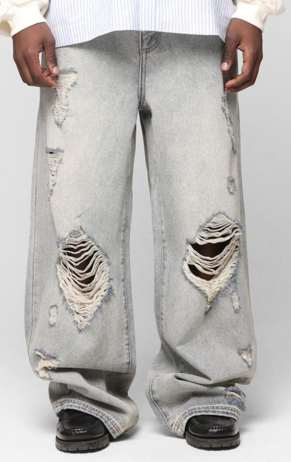 Loiter Star Layered Distressed Jeans "Washed Blue"