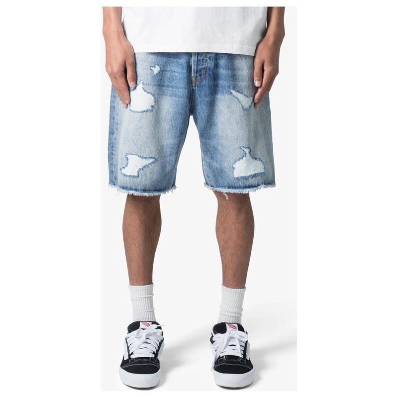 MNML Baggy Rip Denim Shorts “Blue”