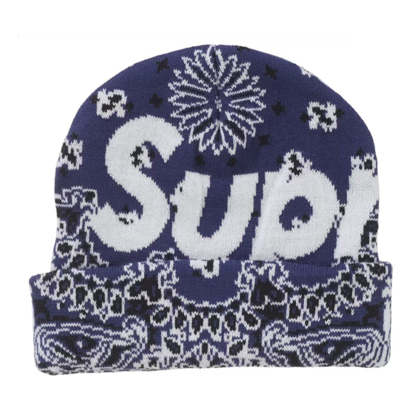 Supreme Bandana Big Logo Beanie “Navy”