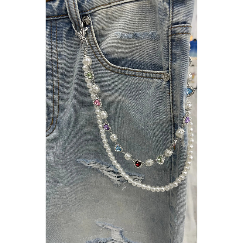 Silver Star & Pearl Pocket Chain