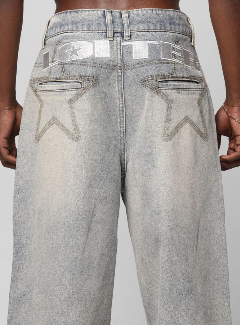 Loiter Star Layered Distressed Jeans "Washed Blue"