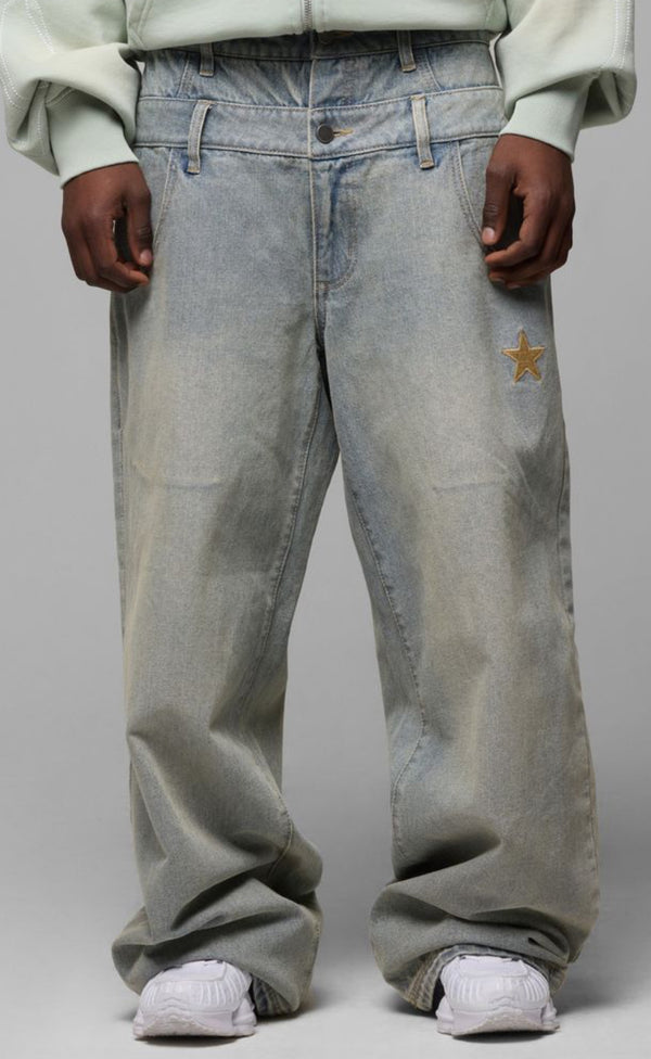 Loiter Star Layered Jeans "Washed Blue"