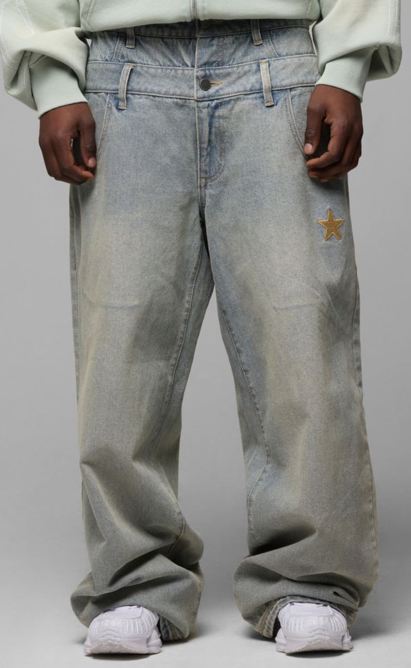 Loiter Star Layered Jeans "Washed Blue"