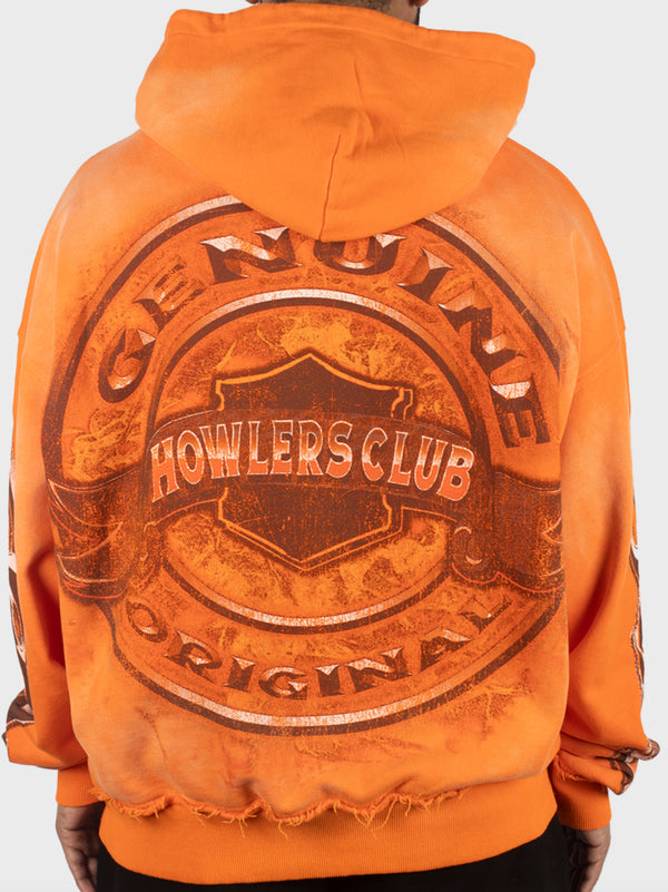 Howlers Club Wolf Skull Hoodie "Orange"