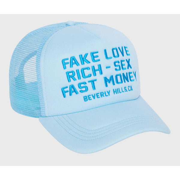 Homme Femme Fake Love Trucker Hat “ Blue”