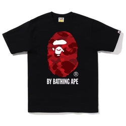 Bape Color Camo Ape Head by Bathing Ape Tee "Red/Black"