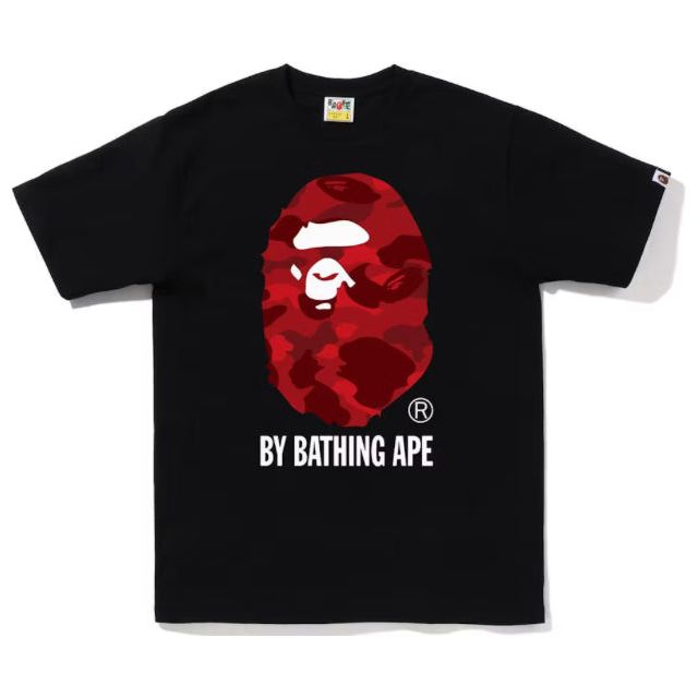 Bape Color Camo Ape Head by Bathing Ape Tee "Red/Black"