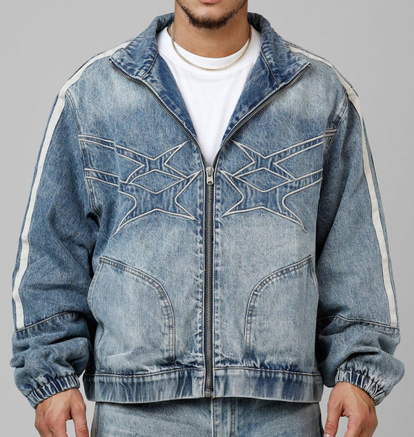 Loiter Track Star Denim Jacket "Blue Wash"