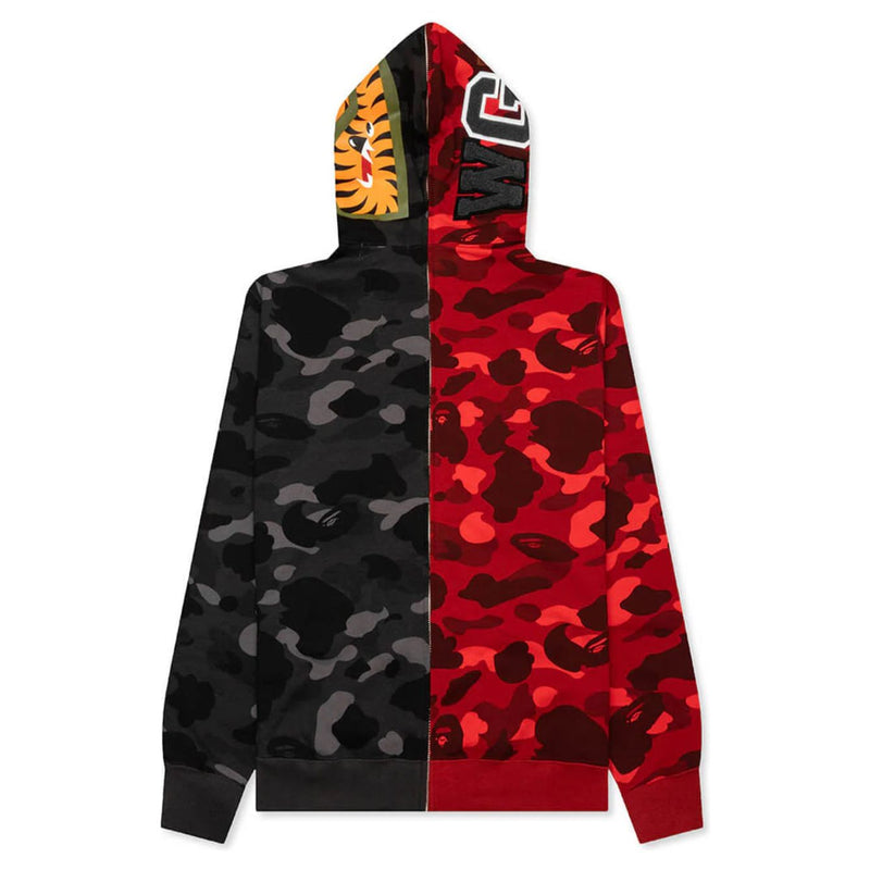 Bape Color Camo Separate Shark FZ Hoodie "Red/Black"