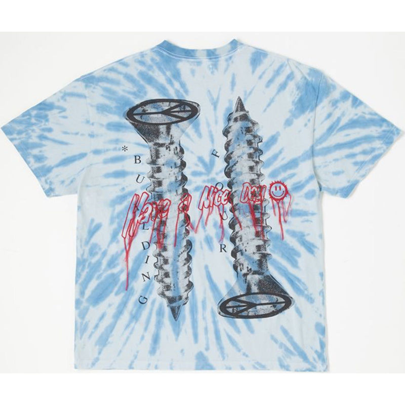 BLDG4 Split Tie Die Tee "Blue"