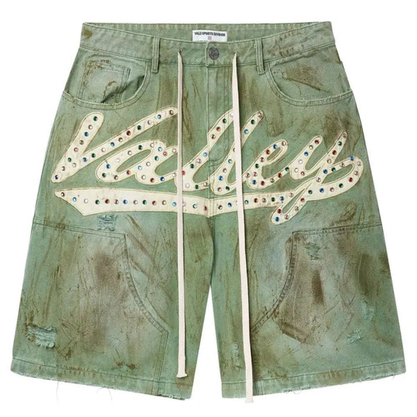 Vale Forever Denim Jean Shorts “Green Skittles”