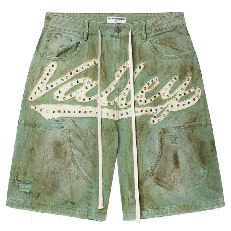 Vale Forever Denim Jean Shorts “Green Skittles”