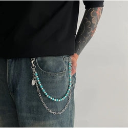 Blue Beaded Pocket Chain