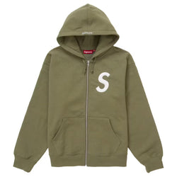 Supreme S Logo Zip Up Hoodie "Olive"