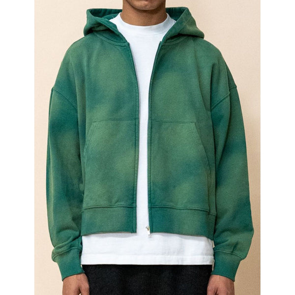 EPTM Sun Faded Cropped Zip Up Hoodie “Hunter Green”