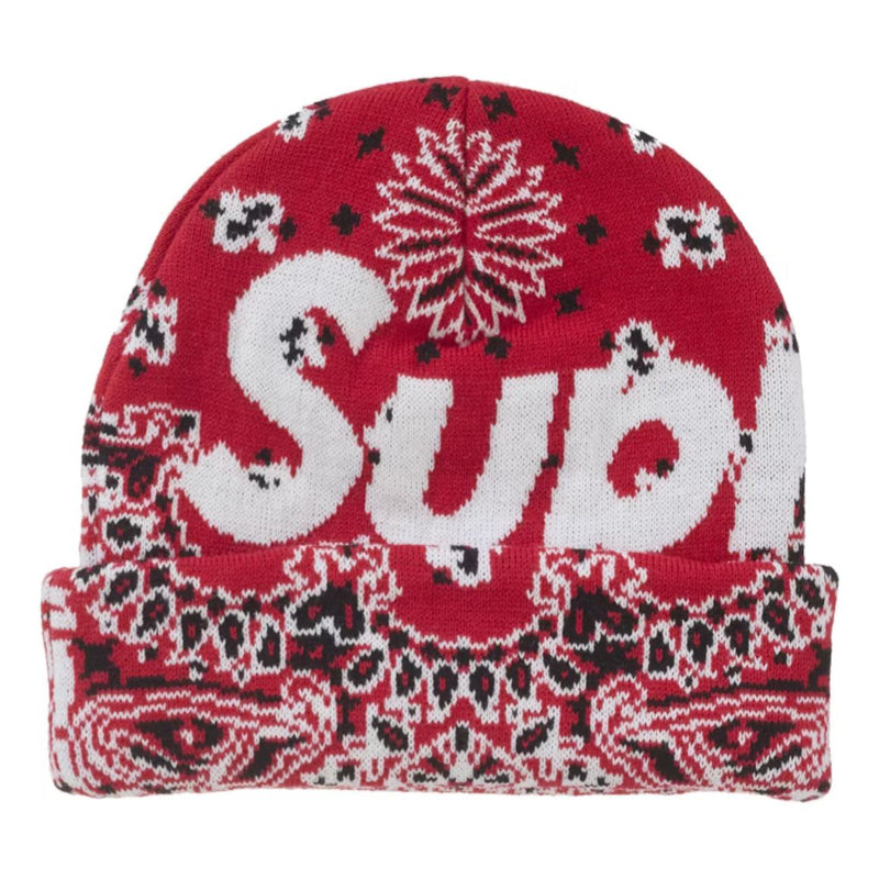 Supreme Bandana Big Logo Beanie “Red”